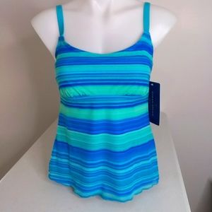 Ocean Dream Signature NWT Women's Tankini Swim Top 8 Built In Shelf Bra MSRP $74